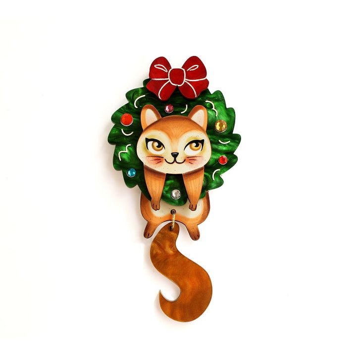 Squirrel in A Christmas Wreath Brooch by Laliblue by Quirks! at Shirley Shoppe