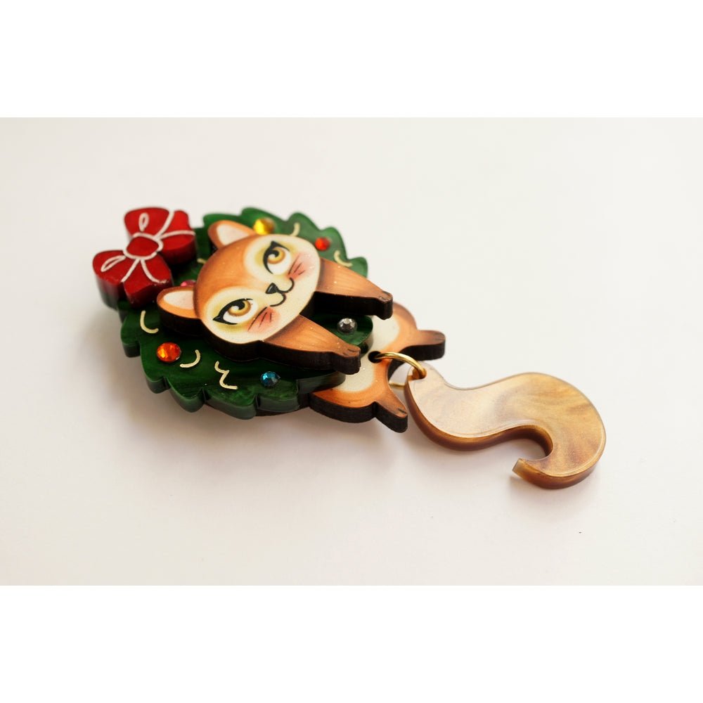Squirrel in A Christmas Wreath Button Cover by Laliblue by Quirks! at Shirley Shoppe