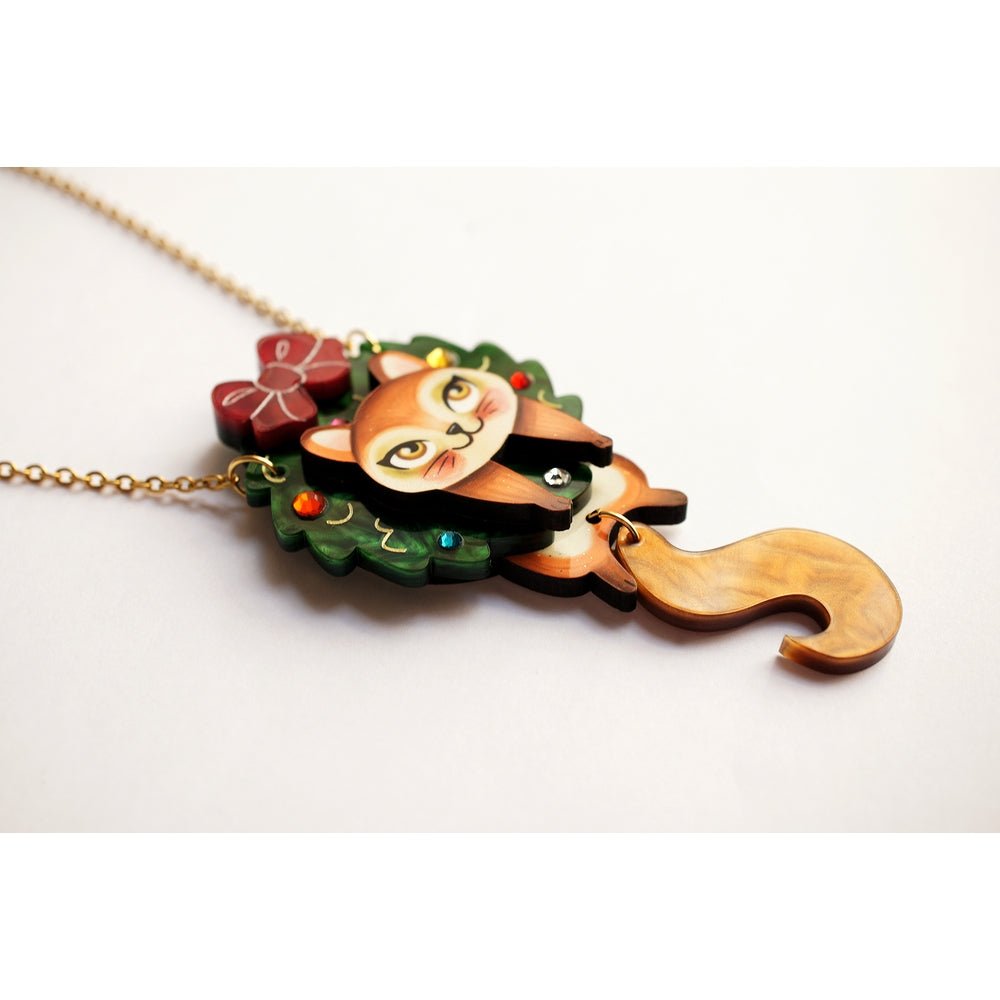 Squirrel in A Christmas Wreath Necklace by Laliblue by Quirks! at Shirley Shoppe