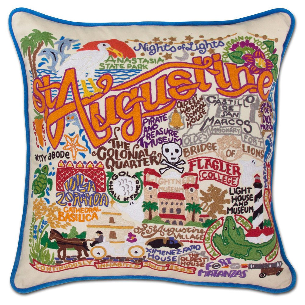 St. Augustine, FL Hand - Embroidered Pillow by Quirks! at Shirley Shoppe