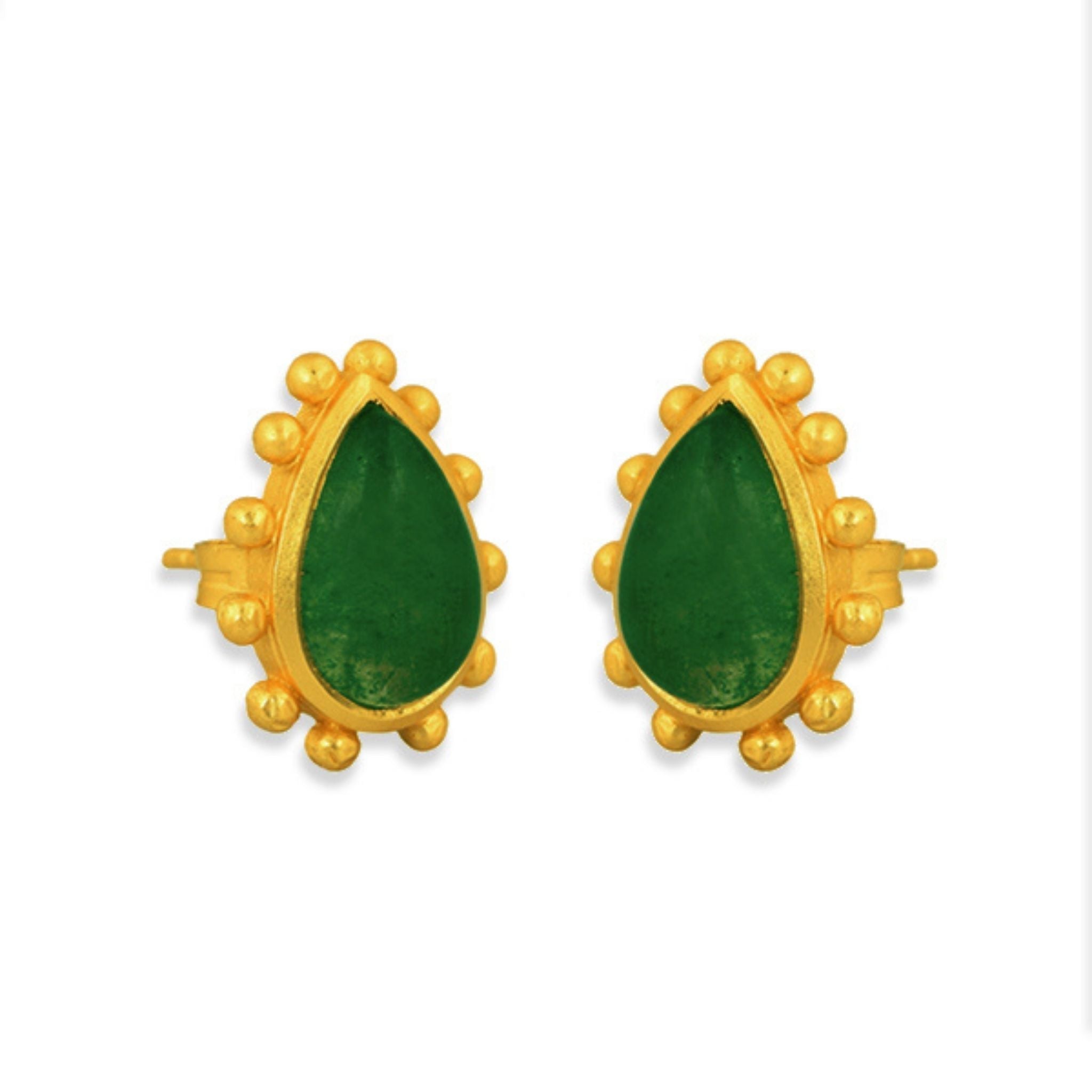 Starburst Stud Earrings - Green Strawberry Quartz by Christina Greene at Shirley Shoppe