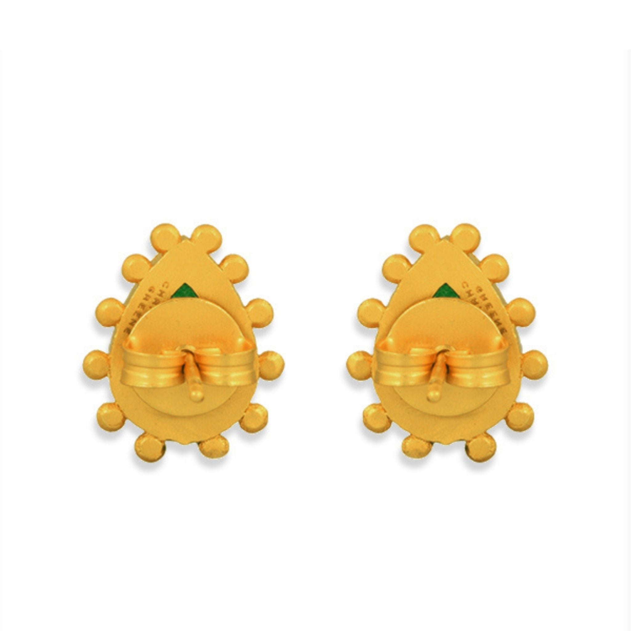 Starburst Stud Earrings - Green Strawberry Quartz by Christina Greene at Shirley Shoppe