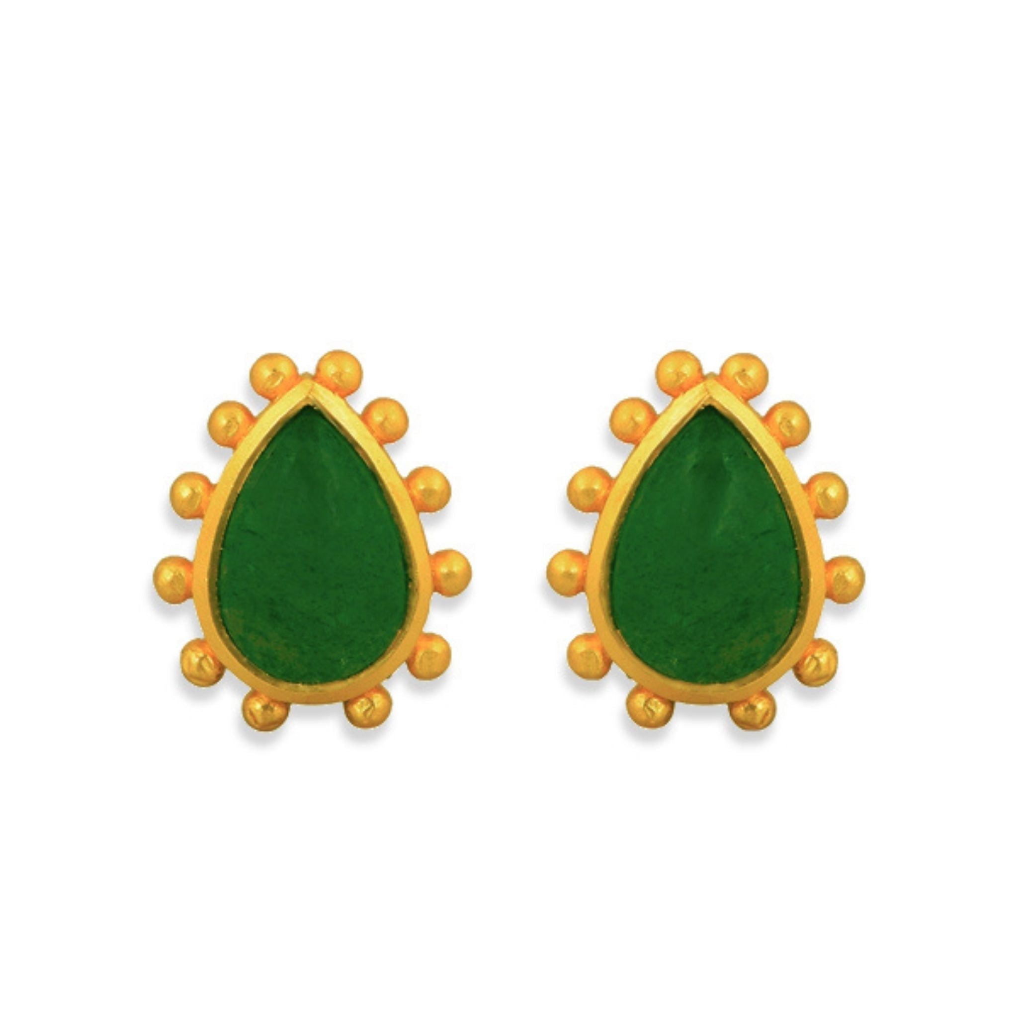 Starburst Stud Earrings - Green Strawberry Quartz by Christina Greene at Shirley Shoppe