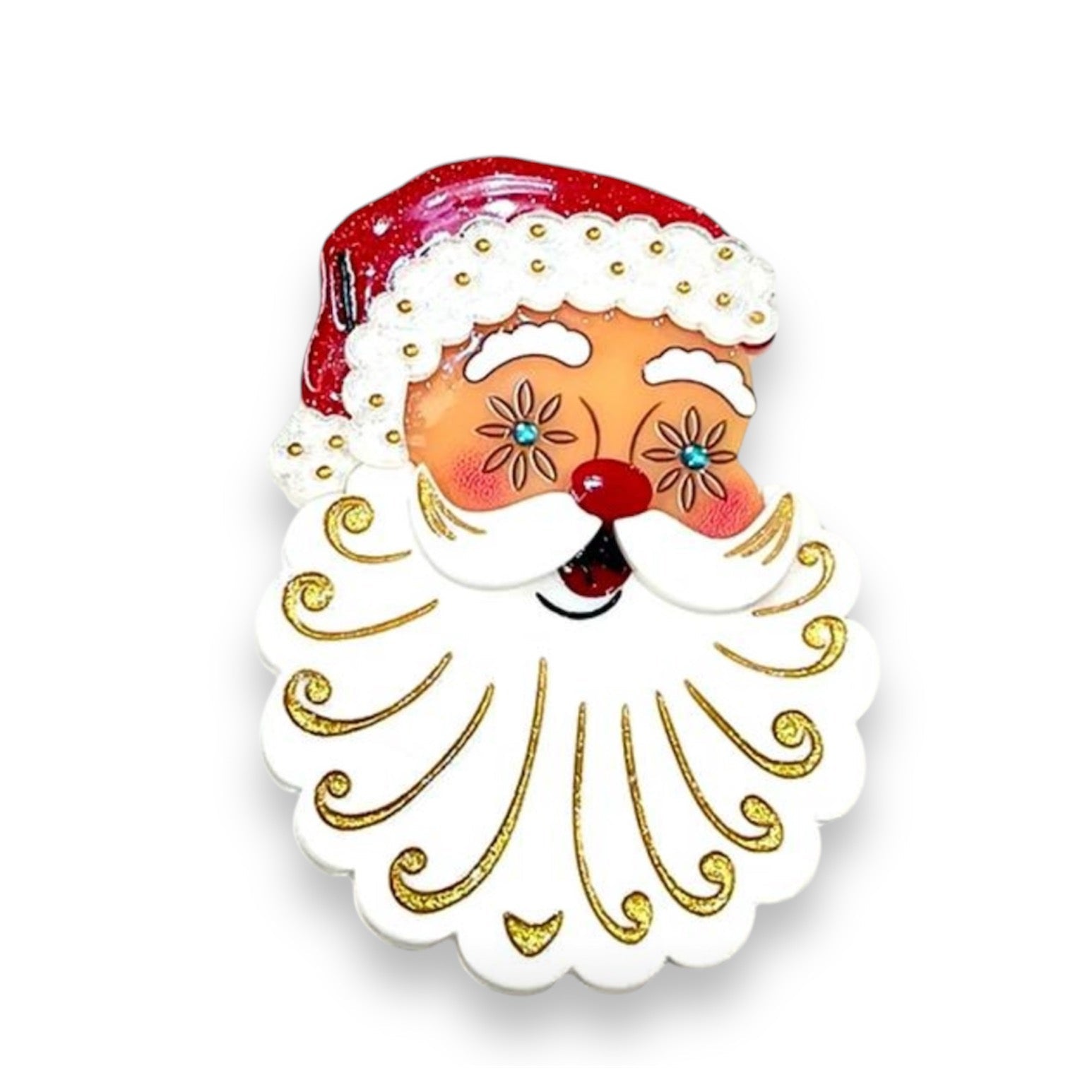 Starry Eyed Santa Brooch by 50's Vintage Dame x Lipstick & Chrome by Quirks! at Shirley Shoppe
