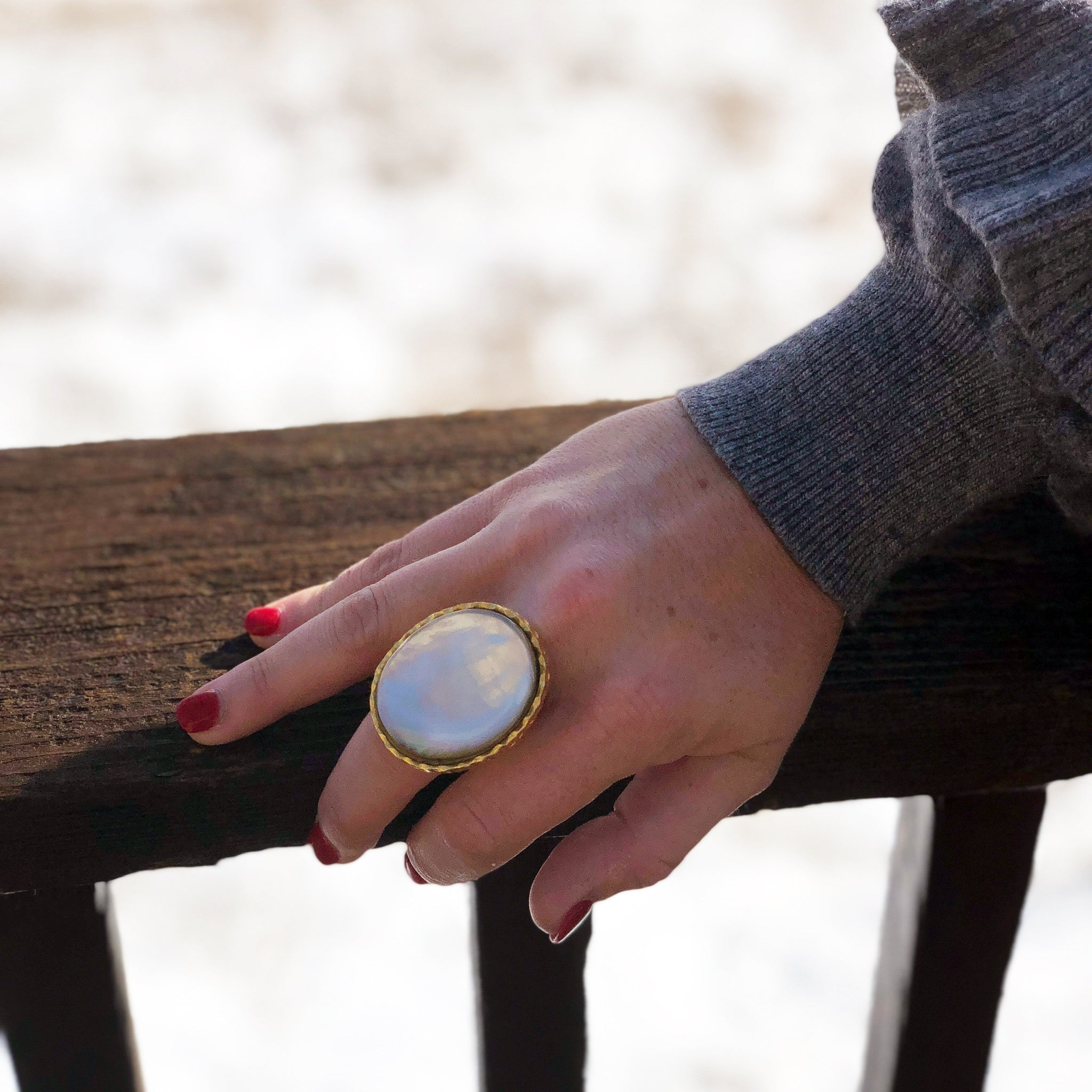 Statement Ring - Pearl by Christina Greene at Shirley Shoppe