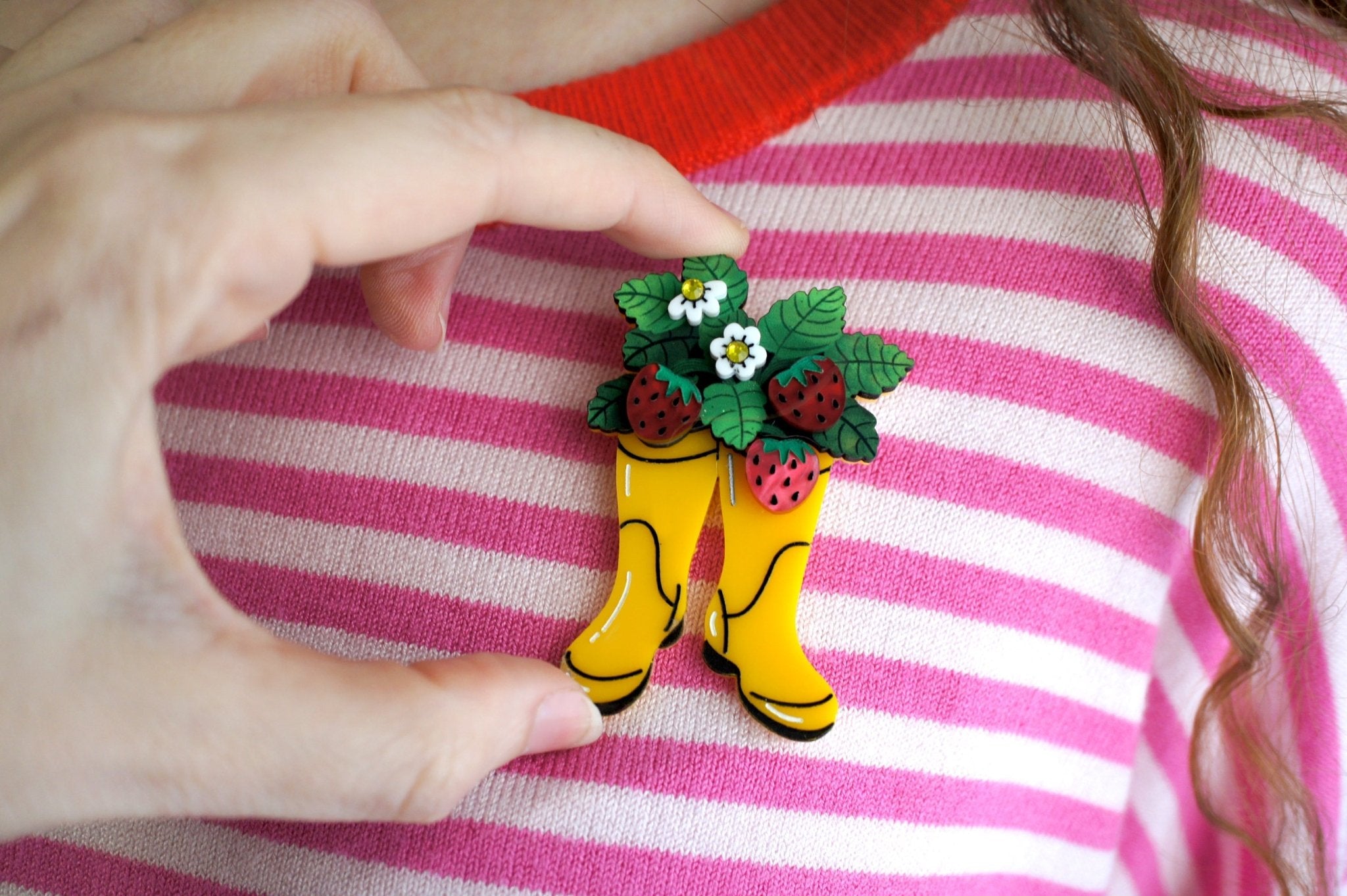 Strawberry Boots Brooch by Quirks! at Shirley Shoppe