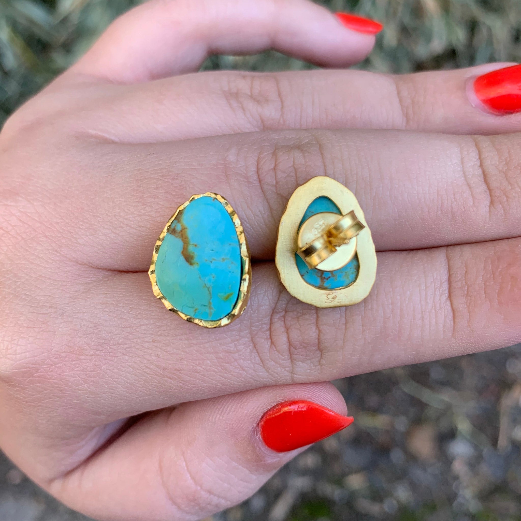 Stud Earrings - Turquoise by Christina Greene at Shirley Shoppe