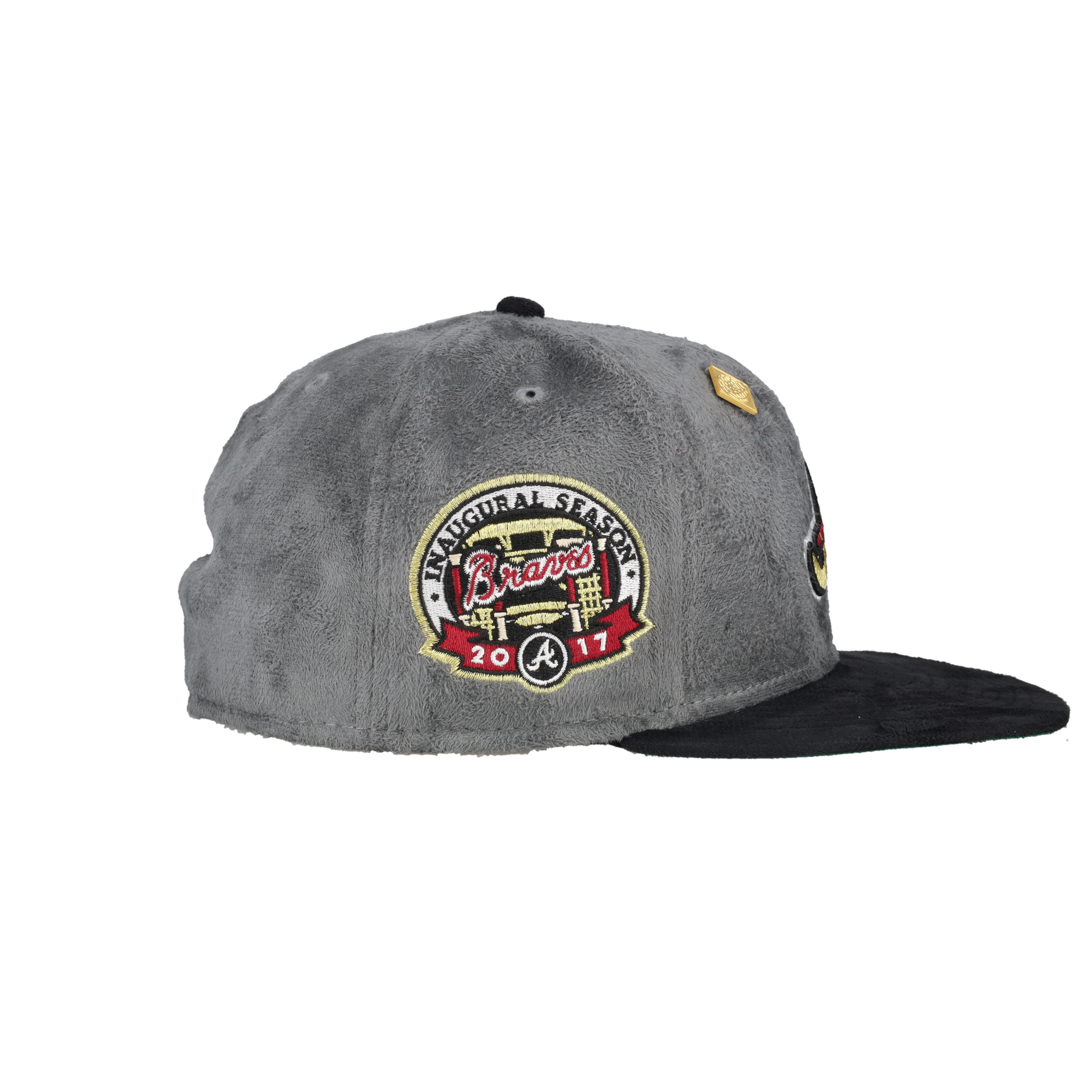 Atlanta Braves Grey Suede 2017 Inaugural Season Patch 59Fifty Fitted Hat
