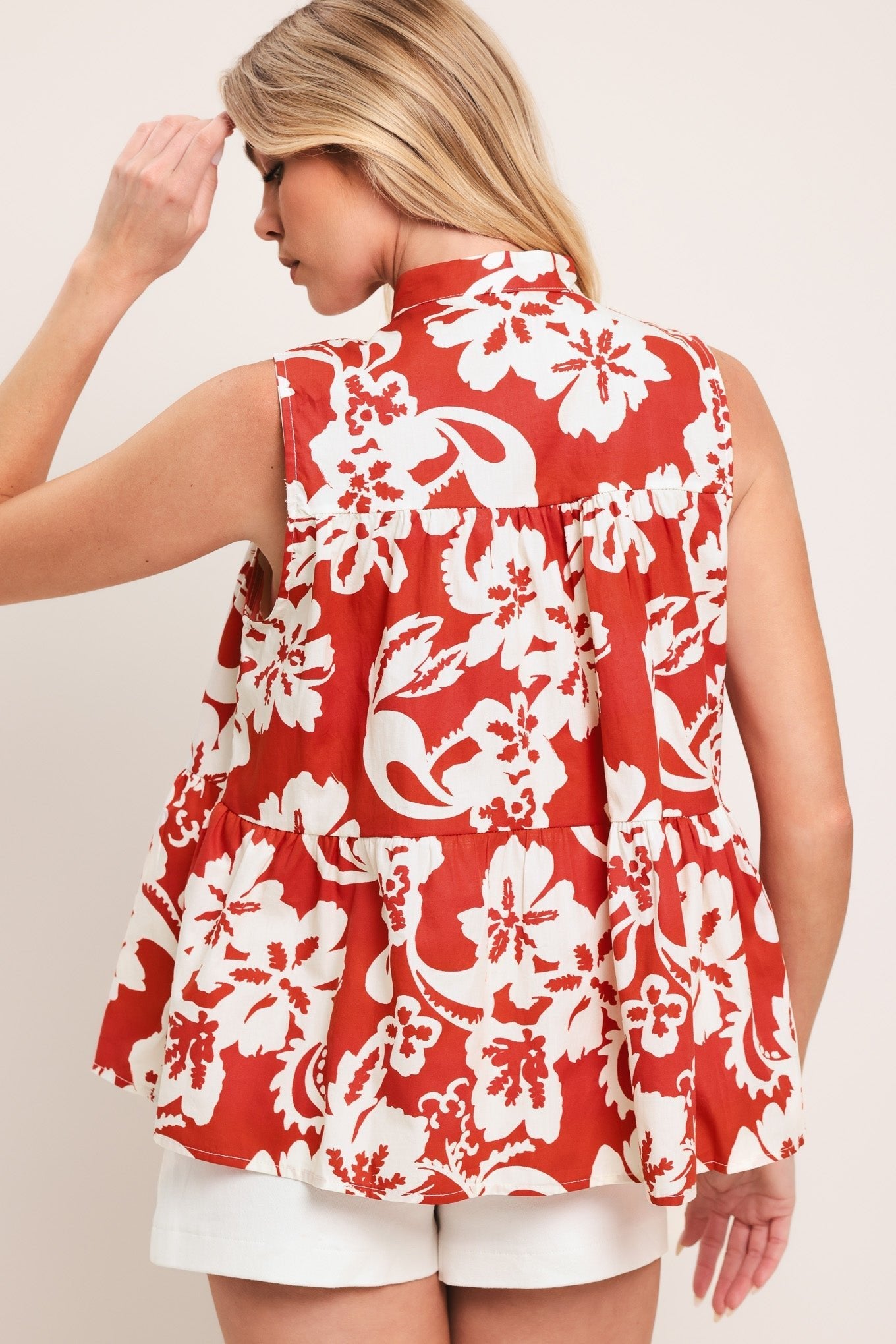 SUNSET BLOOM WOVEN TOP by Flying Tomato at Shirley Shoppe