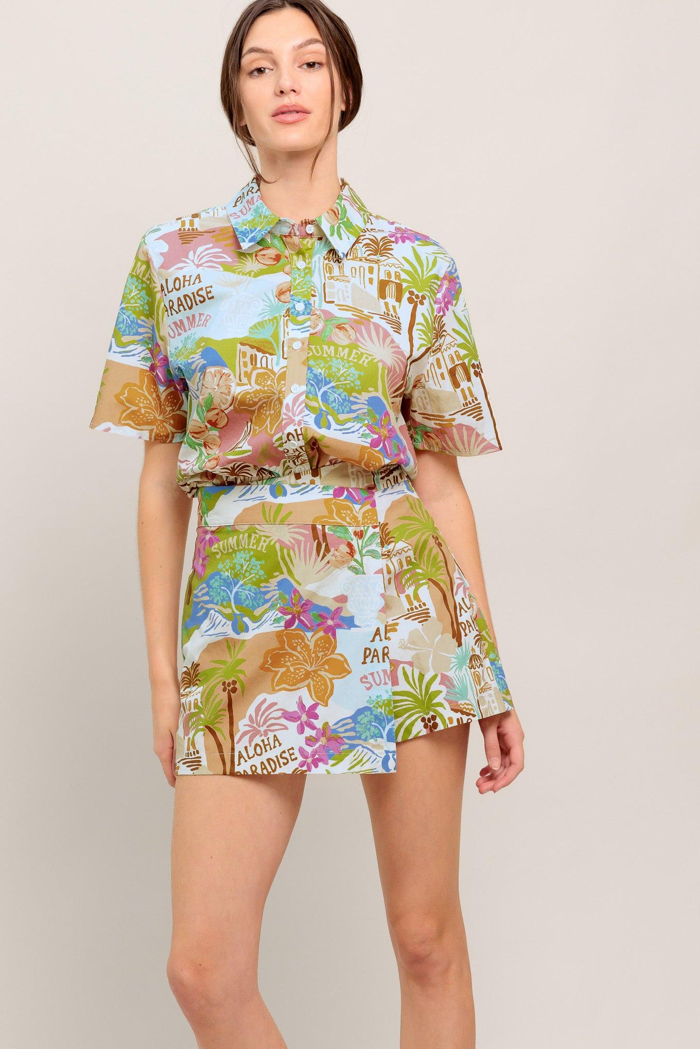 SUNSHINE GETAWAY WOVEN SKORT by Flying Tomato at Shirley Shoppe