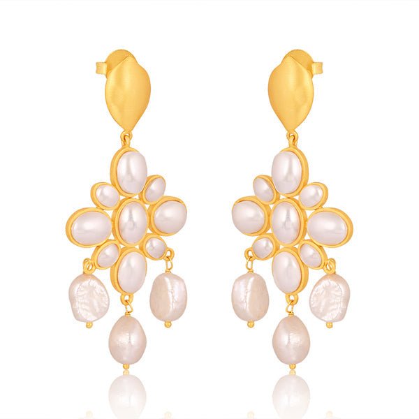 Swept Away Drop Earrings - Pearl by Christina Greene at Shirley Shoppe