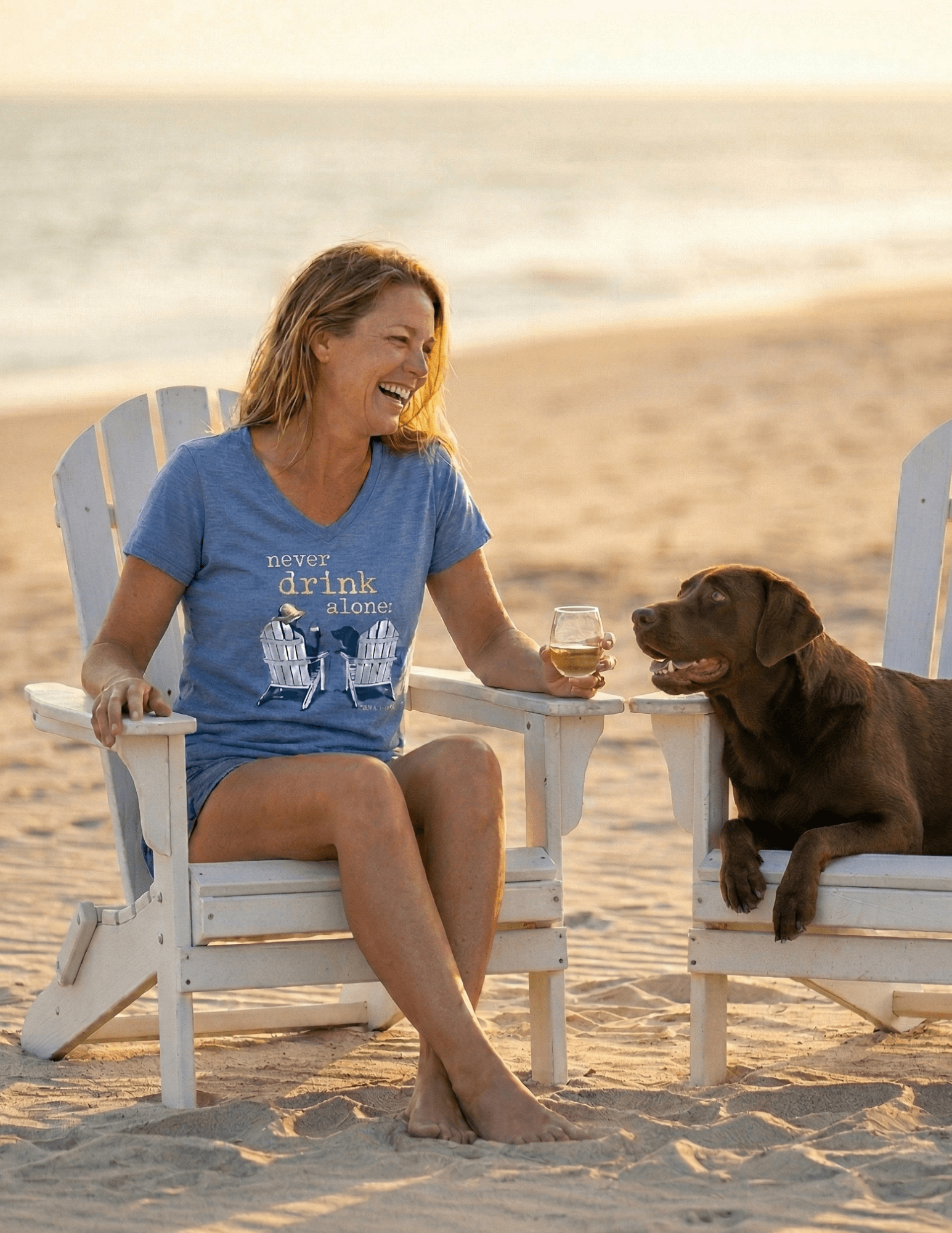 T-shirt: Never Drink Alone (Women's) by Dog is Good at Shirley Shoppe