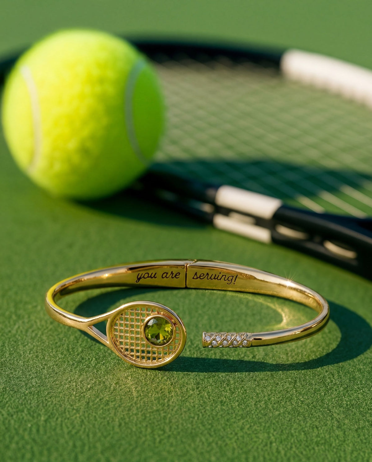 Tennis Racket 'You Are Serving' Hinge Cuff Bracelet by ALEX AND ANI at Shirley Shoppe