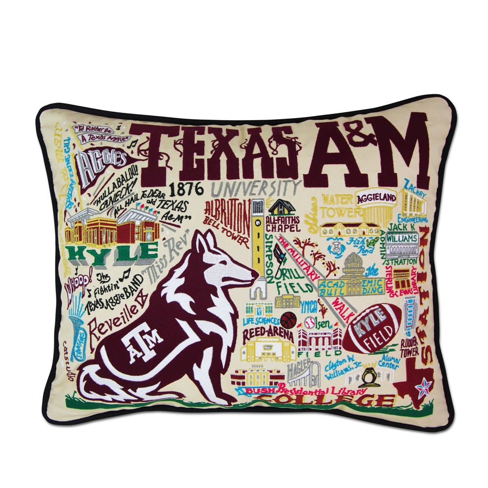 Texas A&M University Collegiate Embroidered Pillow by CatStudio by Quirks! at Shirley Shoppe