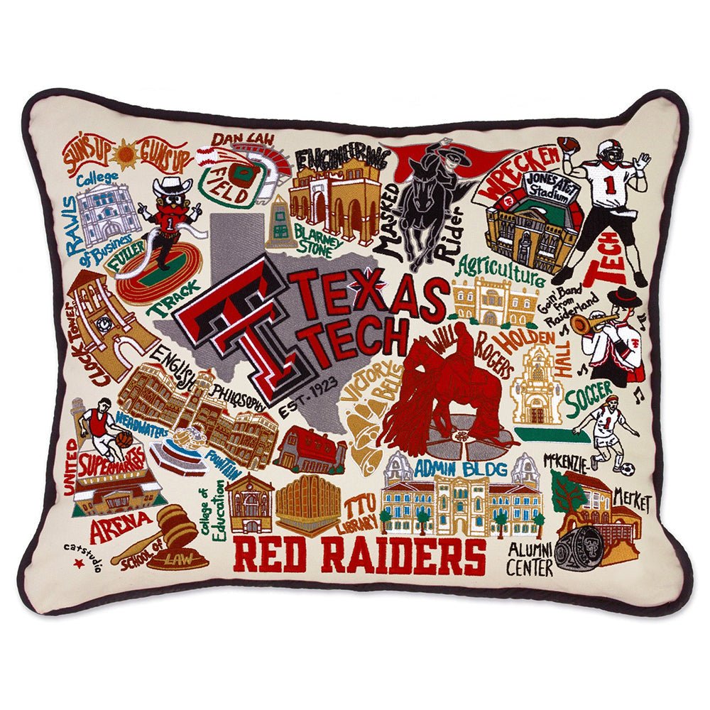 Texas Tech University Collegiate Embroidered Pillow by Cat Studio by Quirks! at Shirley Shoppe
