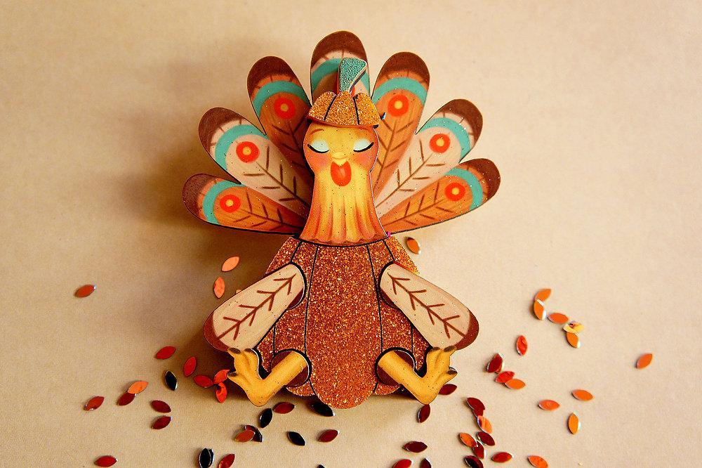 Thanksgiving Turkey Brooch by Laliblue by Quirks! at Shirley Shoppe