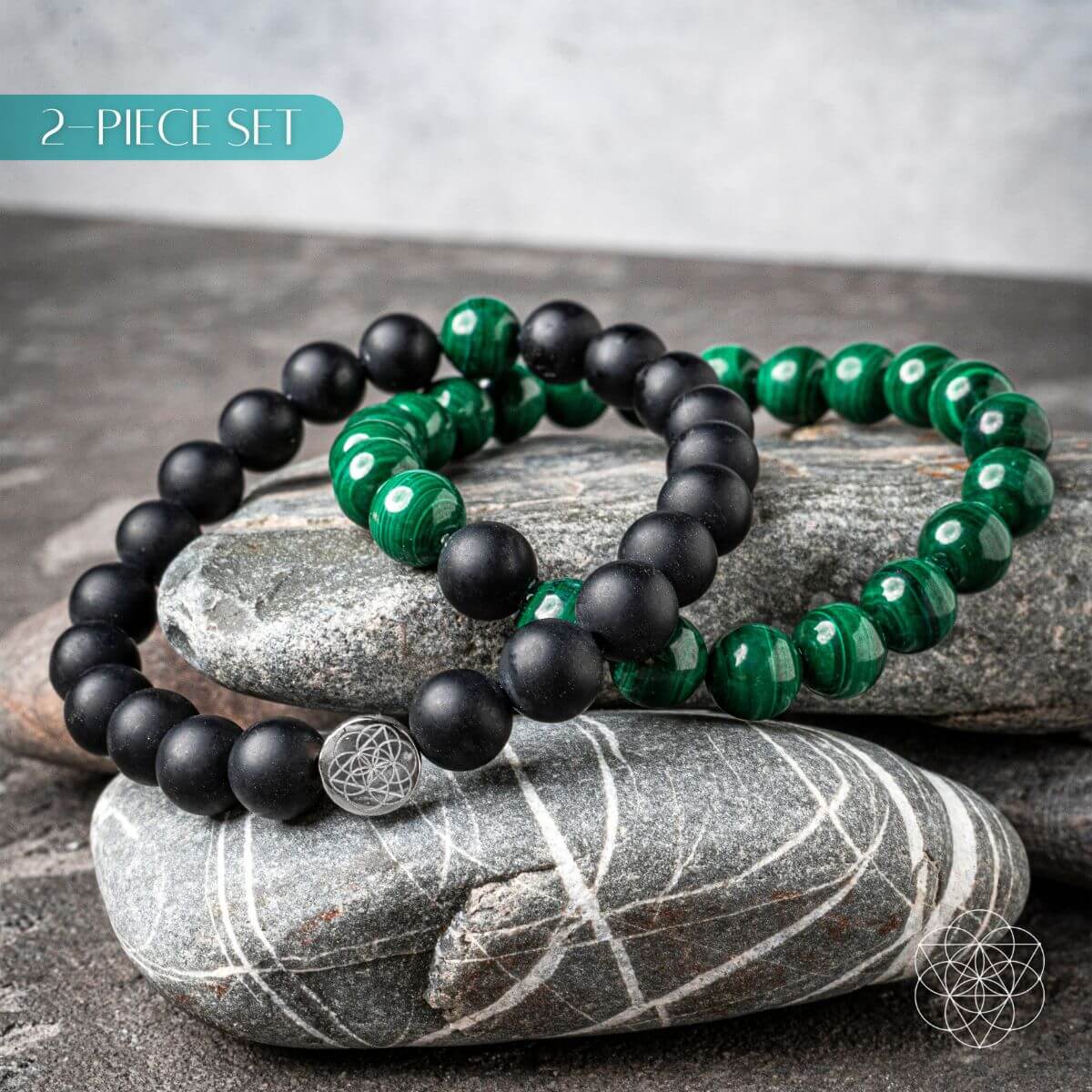 Steady Mind - Malachite & Onyx Double Bracelet