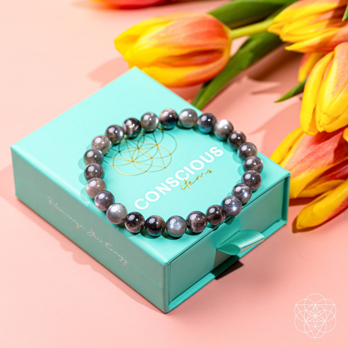 The Empath’s Cord Cutter – Black Moonstone Bracelet by Conscious Items at Shirley Shoppe