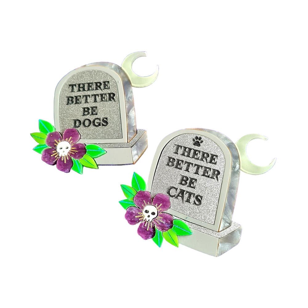 There Better be Cats Gravestone Epitaph Brooch by Cherryloco by Quirks! at Shirley Shoppe