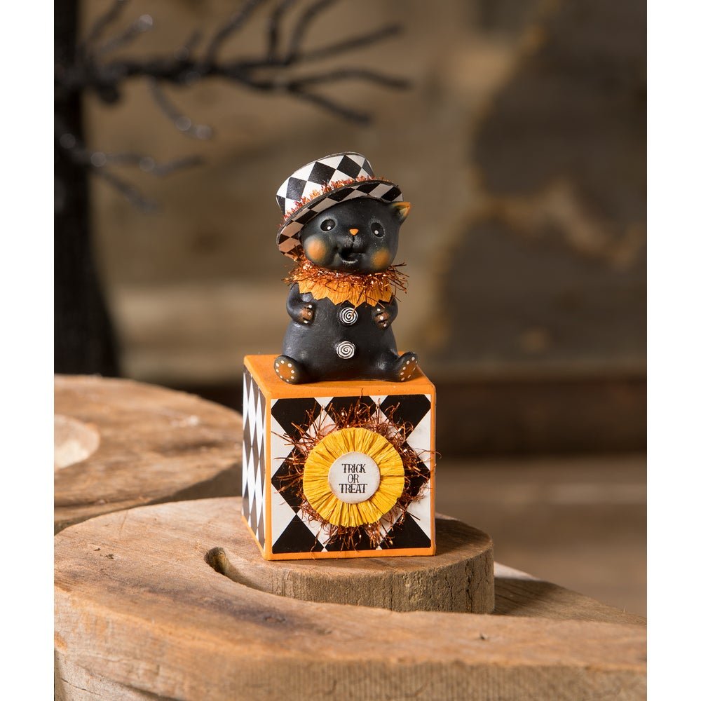 Top Hat Kitty on Block by Bethany Lowe Designs by Quirks! at Shirley Shoppe