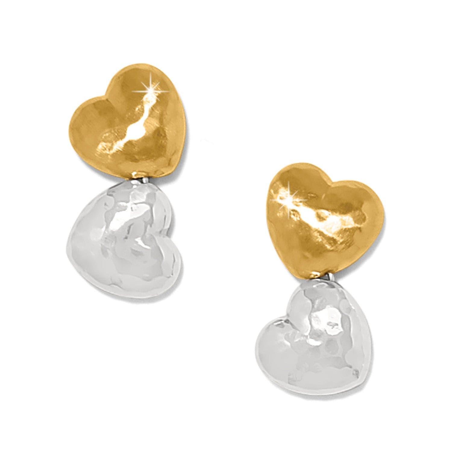 Trianon Heart Small Two Tone Post Drop Earrings