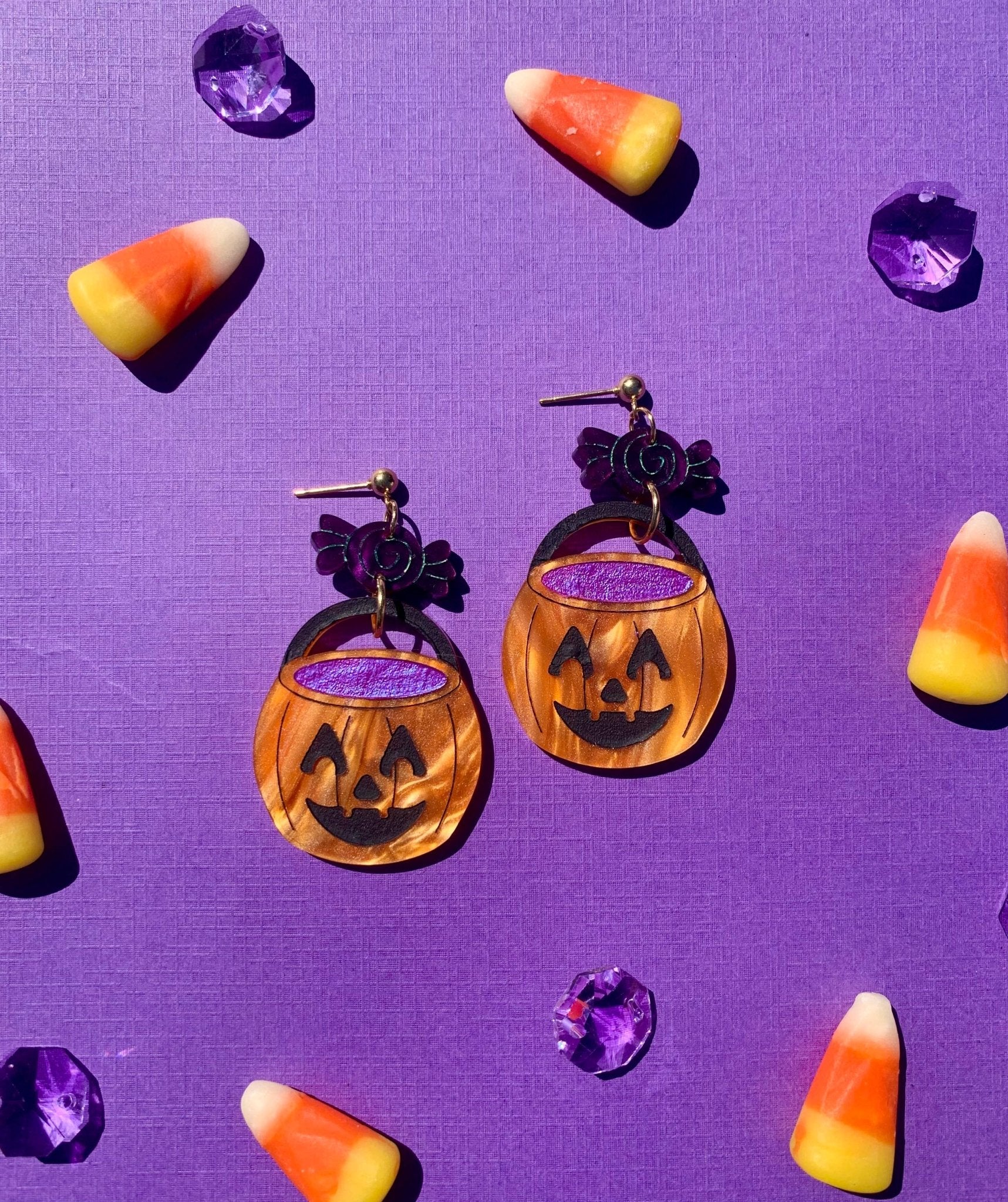 Trick or Treat Acrylic Halloween Earrings by Quirks! at Shirley Shoppe