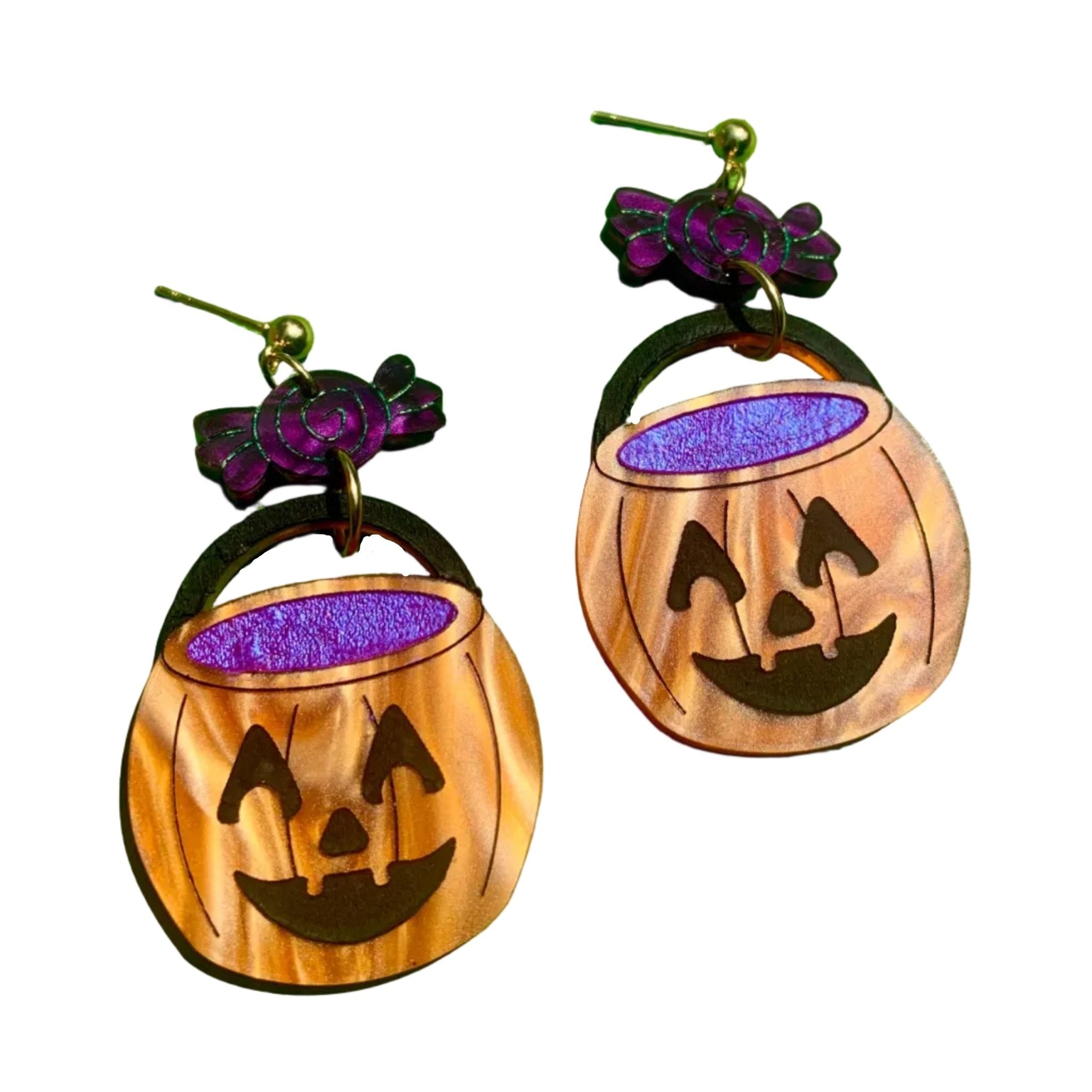 Trick or Treat Acrylic Halloween Earrings by Quirks! at Shirley Shoppe