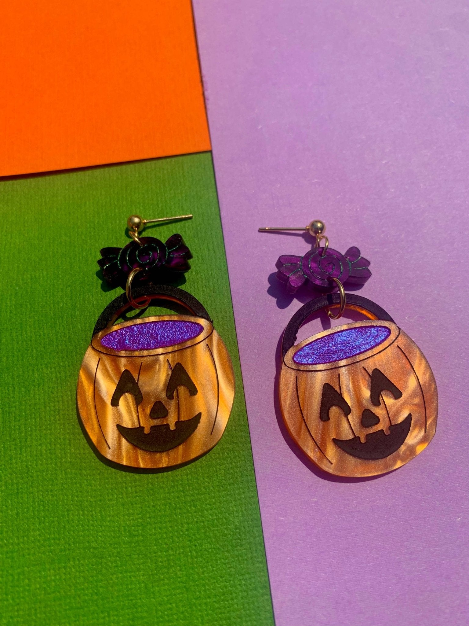 Trick or Treat Acrylic Halloween Earrings by Quirks! at Shirley Shoppe