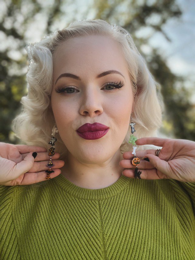Trick or Treat Halloween Earrings by Lipstick & Chrome by Quirks! at Shirley Shoppe