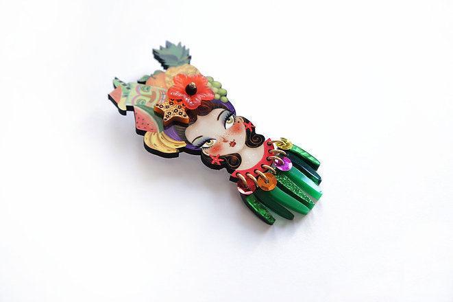 Tropical Tiki Girl Brooch by Laliblue by Quirks! at Shirley Shoppe