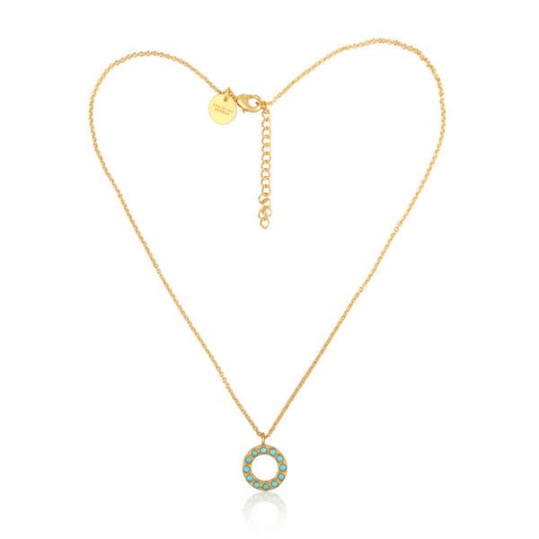 Turquoise Circle Pendant Necklace by Christina Greene at Shirley Shoppe