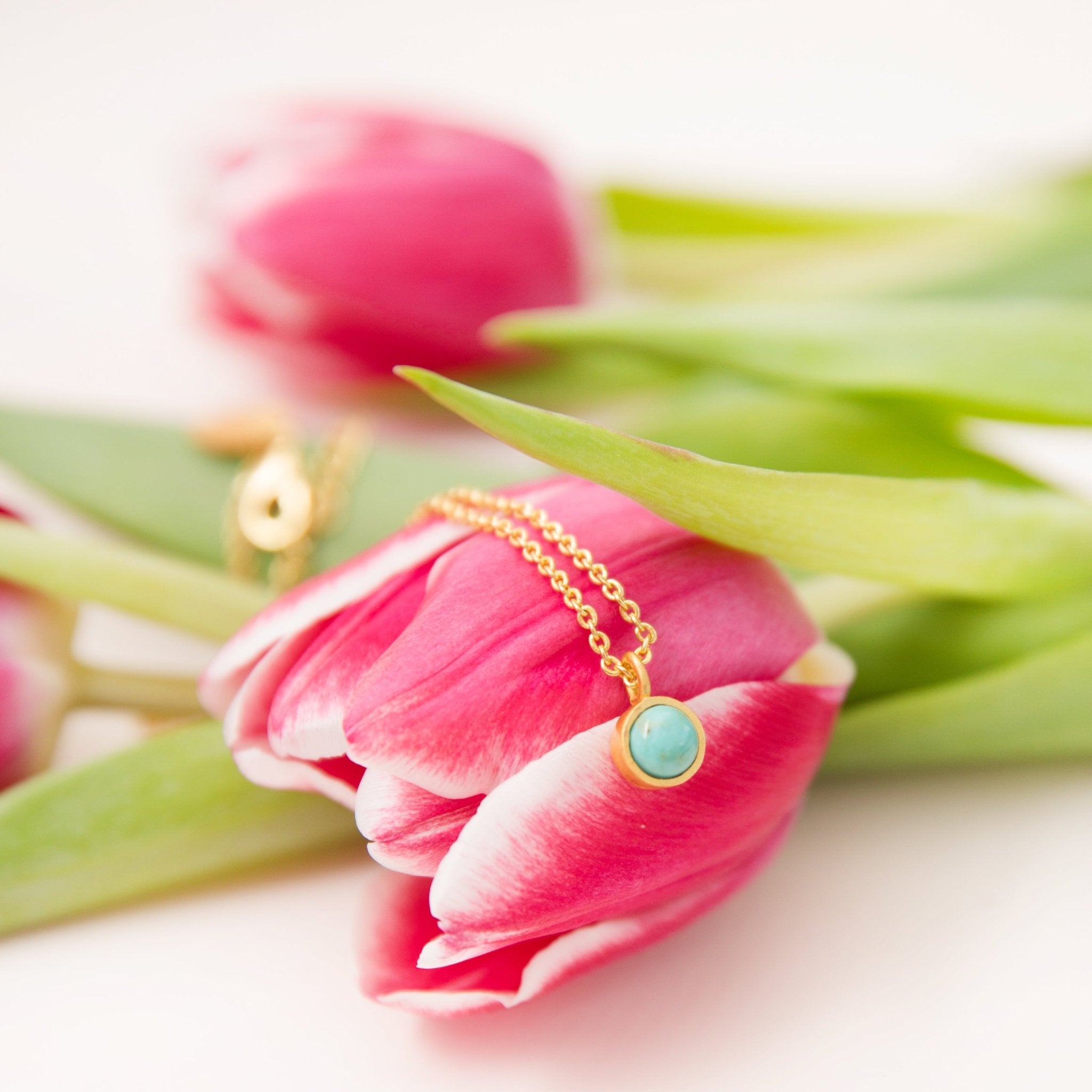 Turquoise Dainty Pendant Necklace by Christina Greene at Shirley Shoppe