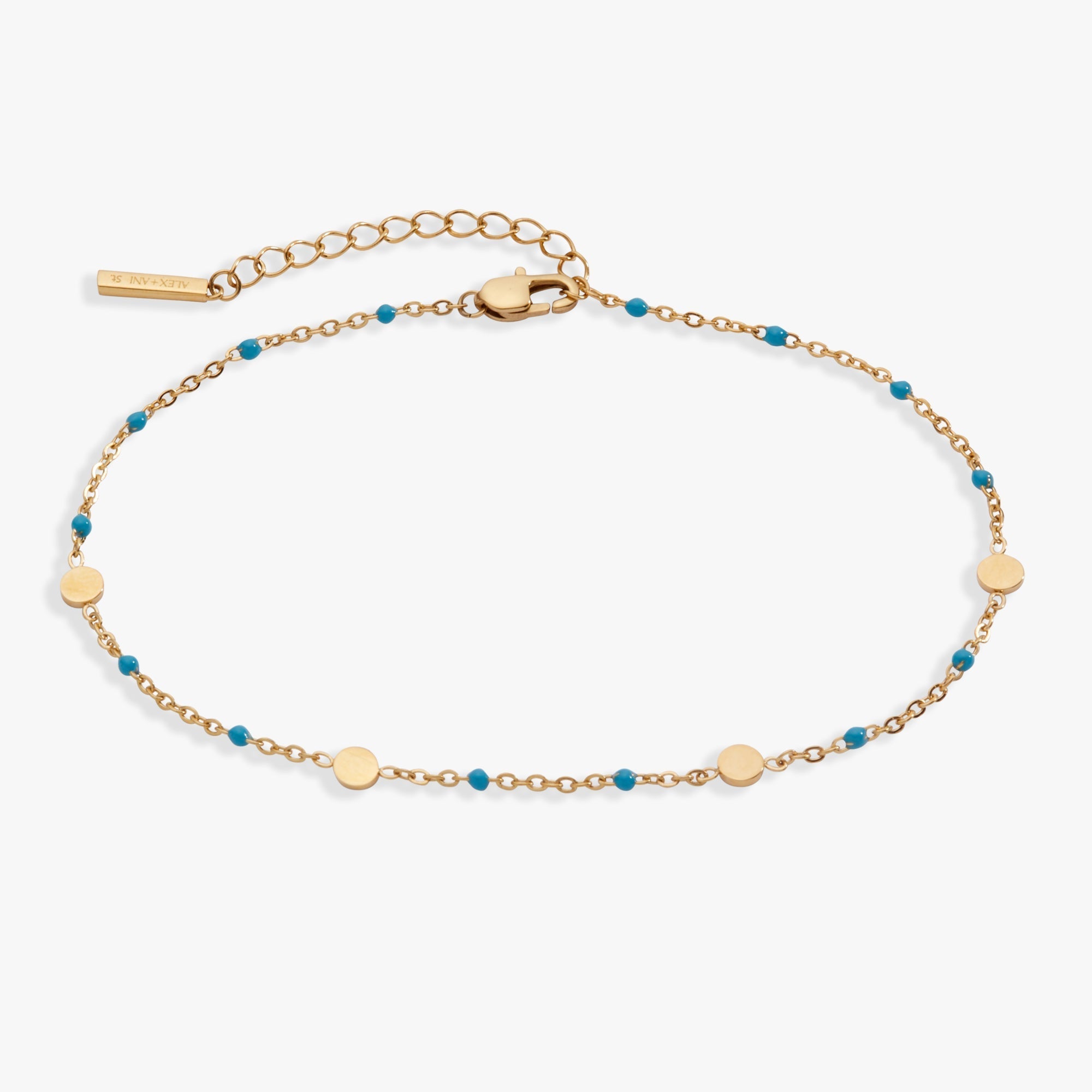 Turquoise Enameled Chain Coin Station Anklet by ALEX AND ANI at Shirley Shoppe