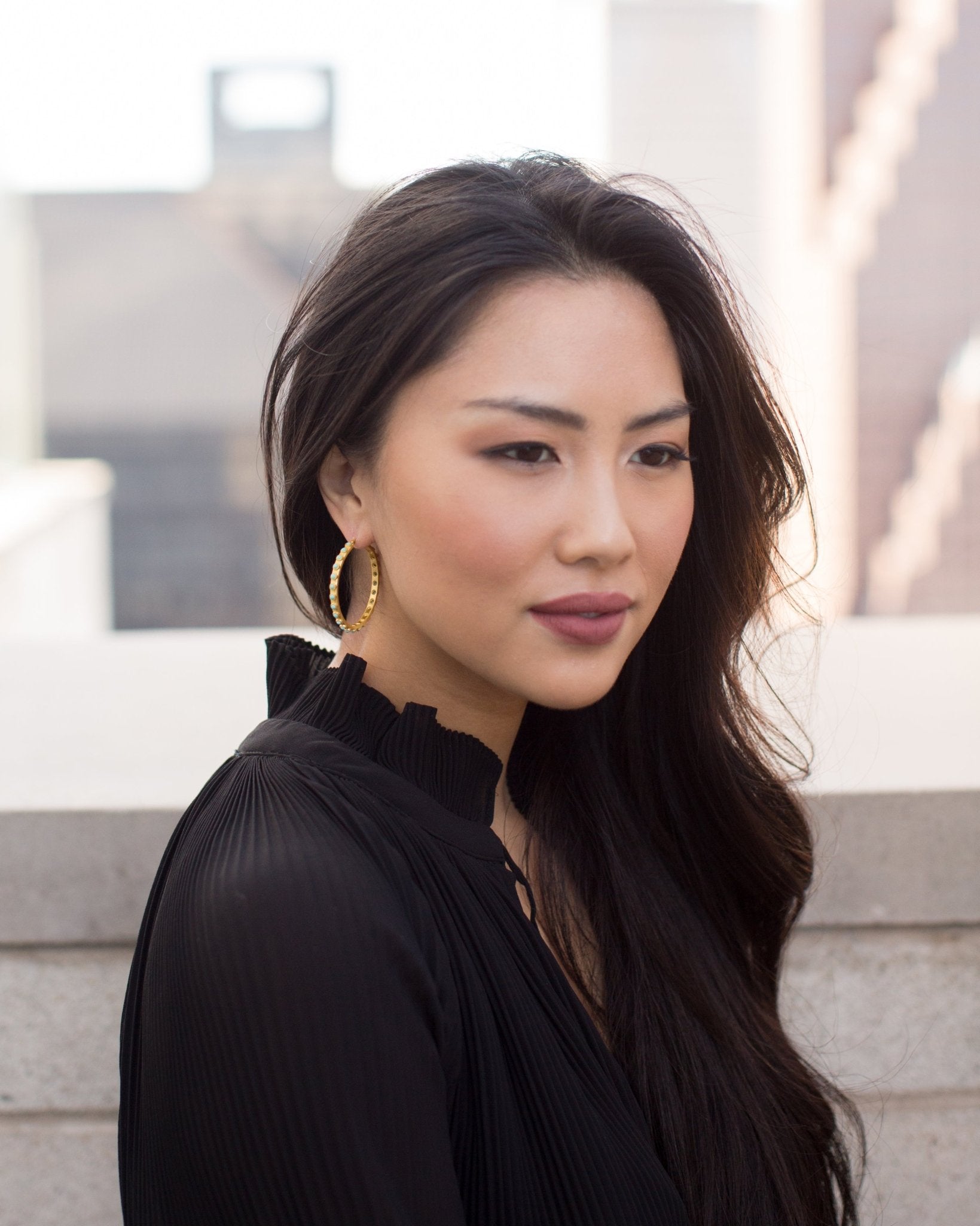 Turquoise Hoop Earrings by Christina Greene at Shirley Shoppe