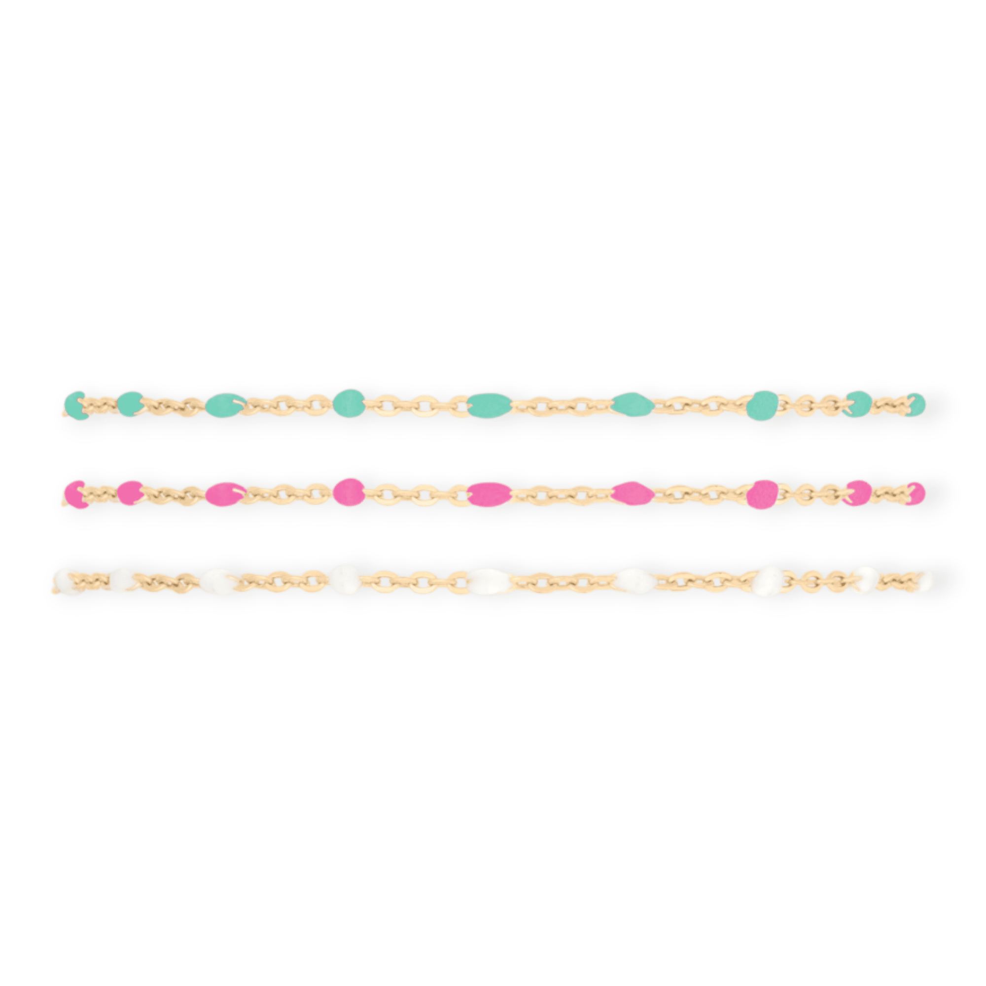 turquoise + pink + white daisy bracelet triple stack by Cuffed by Nano LLC at Shirley Shoppe