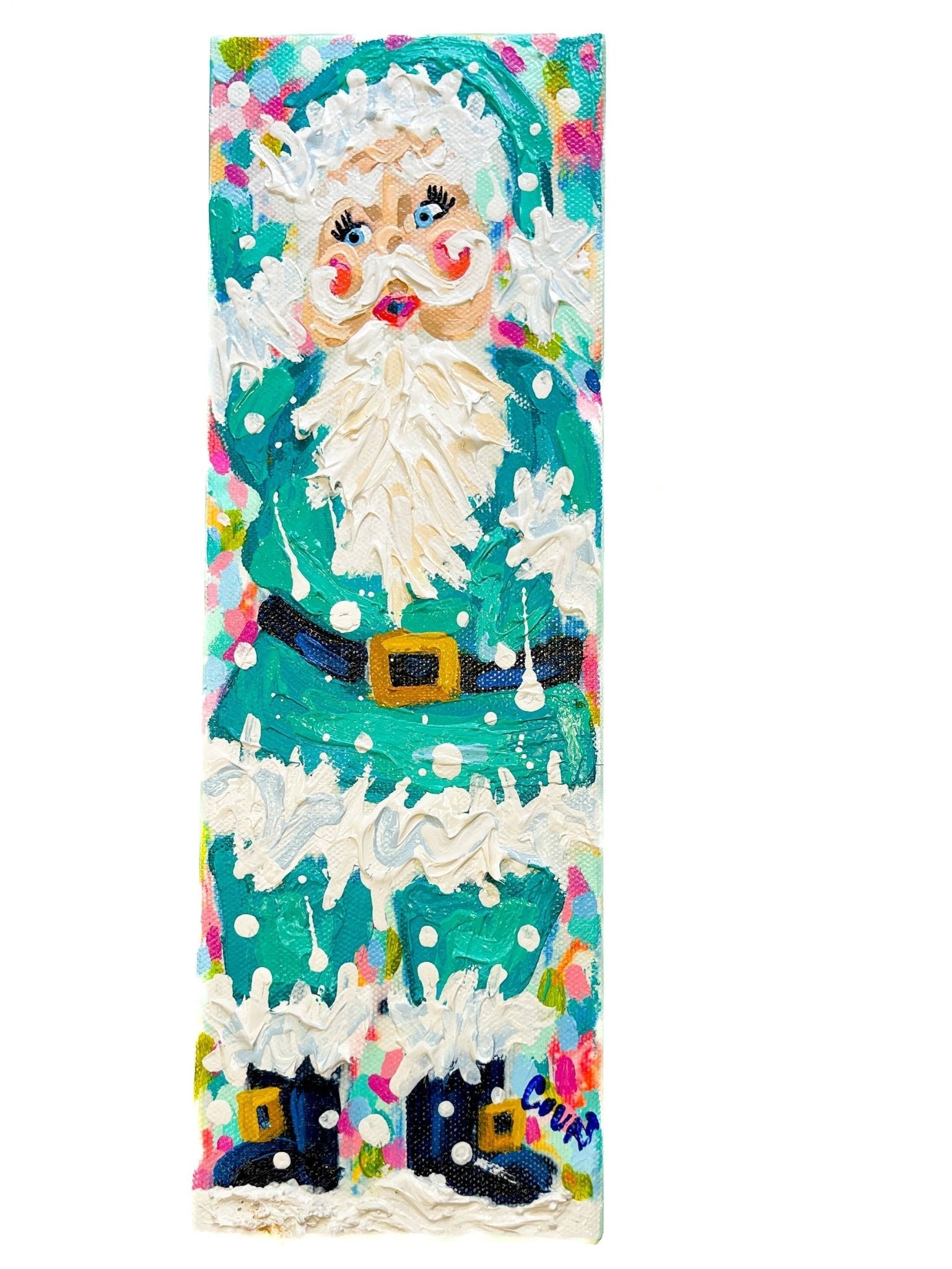 Turquoise Vintage Santa Original Painting by Quirks! at Shirley Shoppe