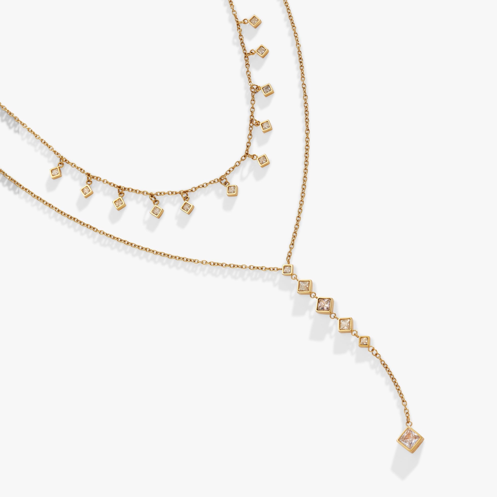 Two - Layered Princess Cut Crystal Necklace by ALEX AND ANI at Shirley Shoppe