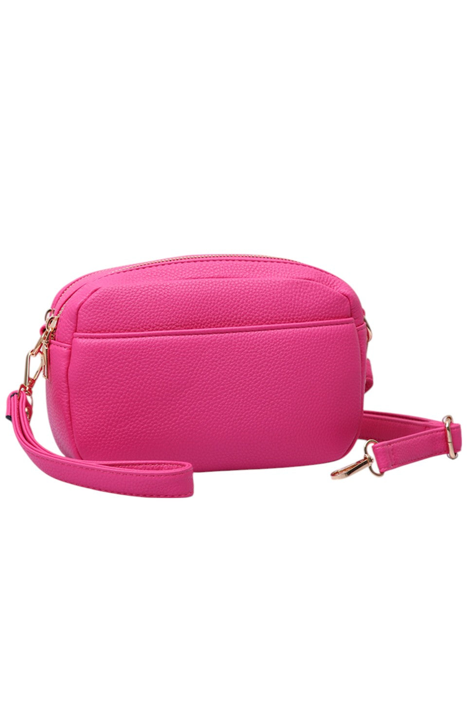 Two Zipper Solid PU Crossbody Bag