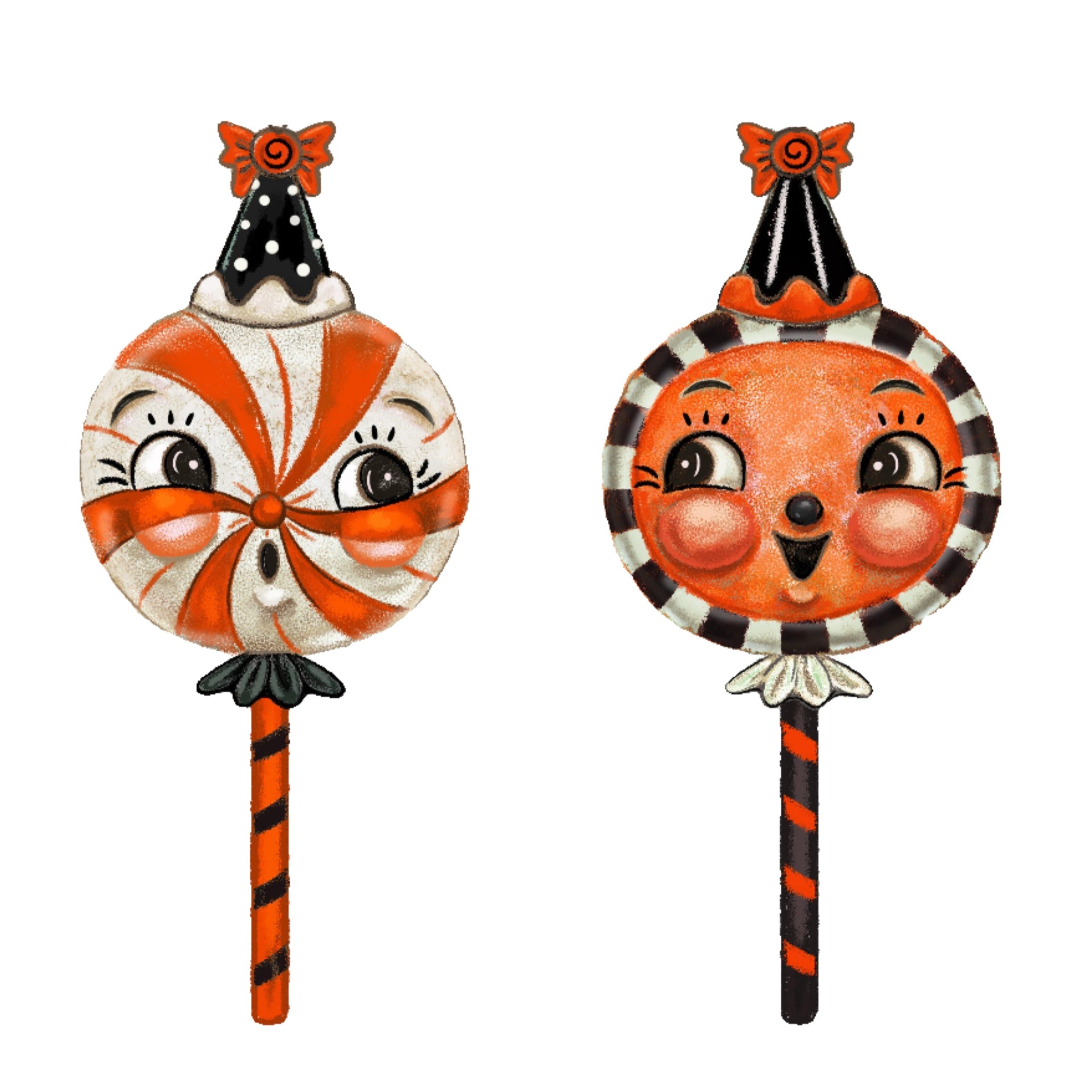 Sweet Treats Brooch Set of 2 by Johanna Parker x Lipstick & Chrome — Folk Art Halloween Candy Pins