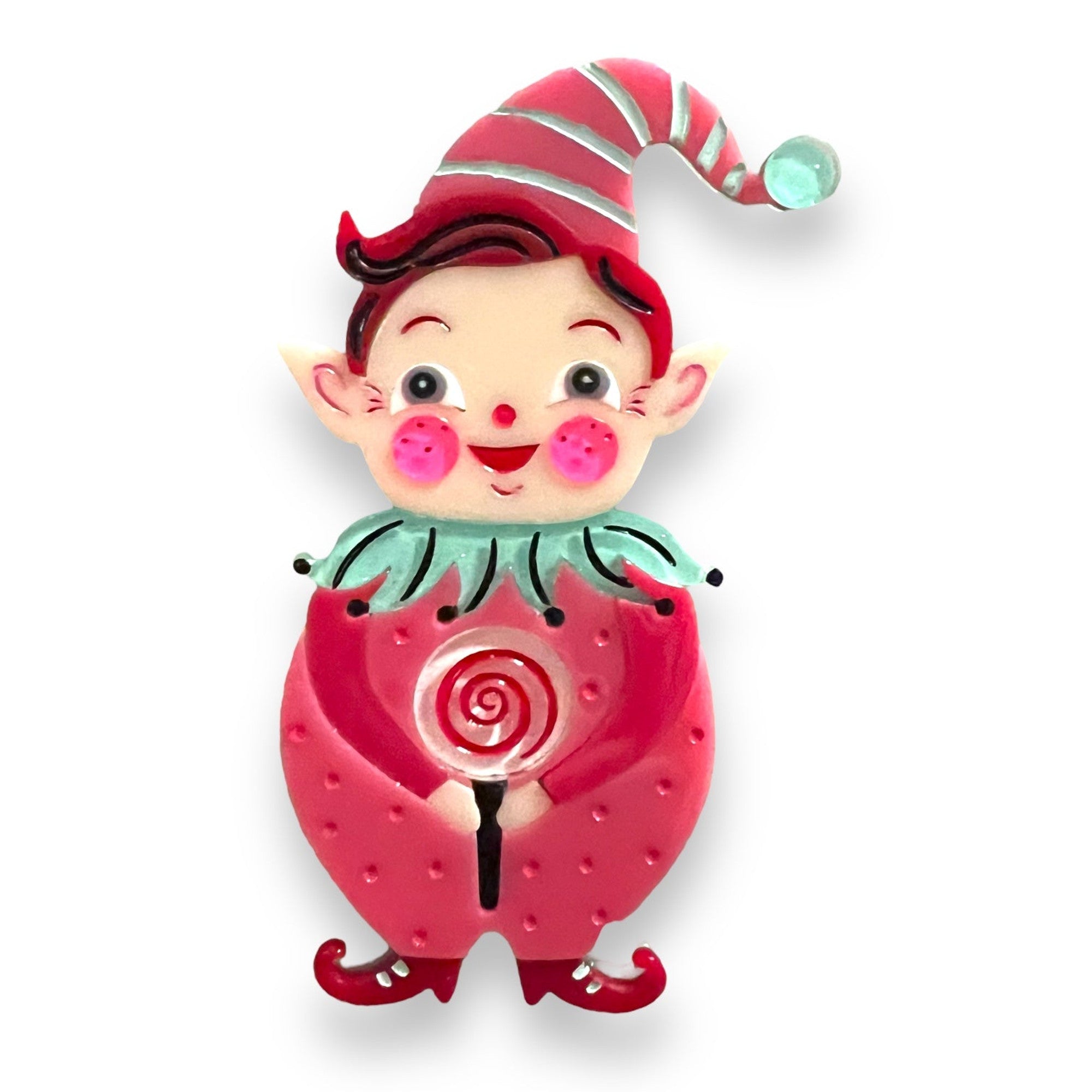 PINK North Pole Apprentice Brooch by Johanna Parker x Lipstick & Chrome — Christmas Elf Pin