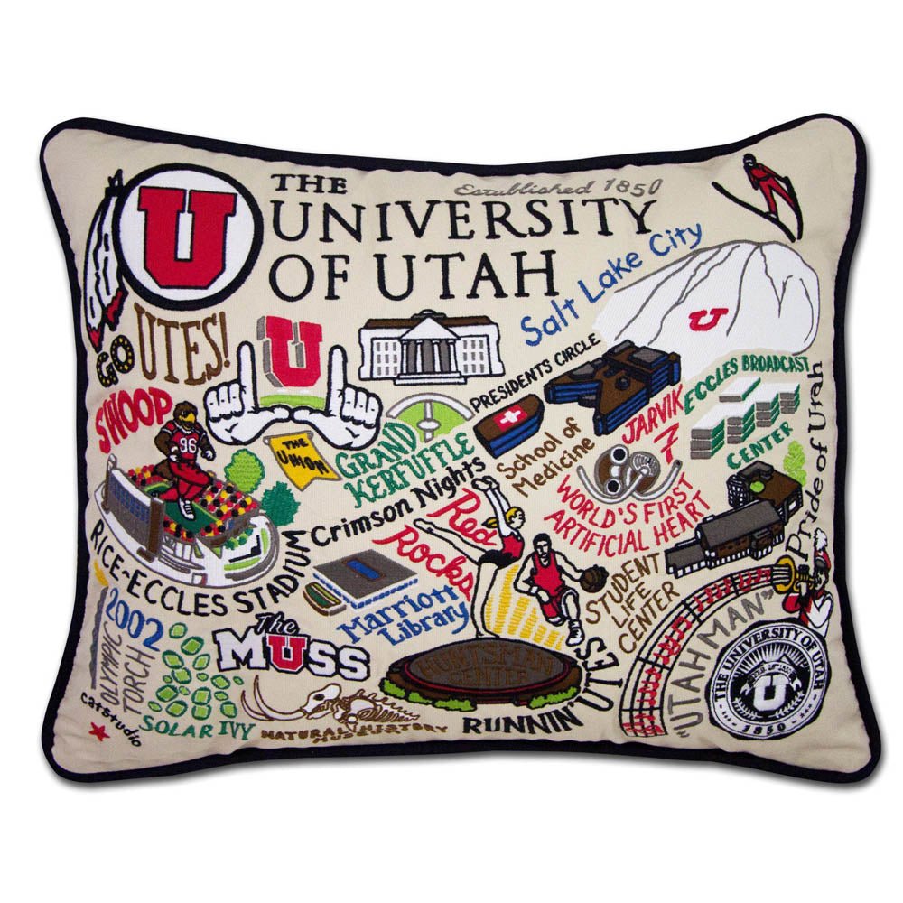 Utah, University of Collegiate Embroidered Pillow by CatStudio by Quirks! at Shirley Shoppe
