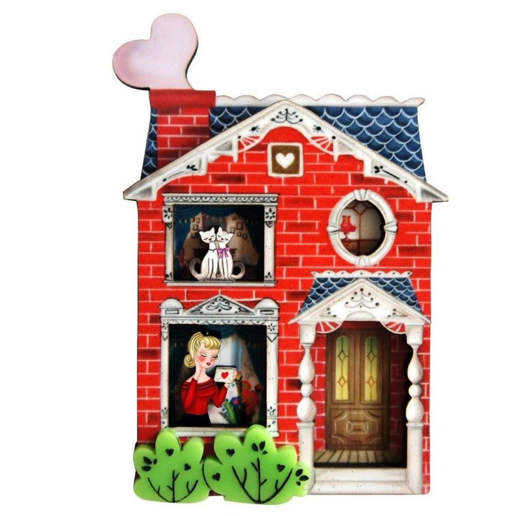 Valentine's House Brooch by Laliblue by Quirks! at Shirley Shoppe