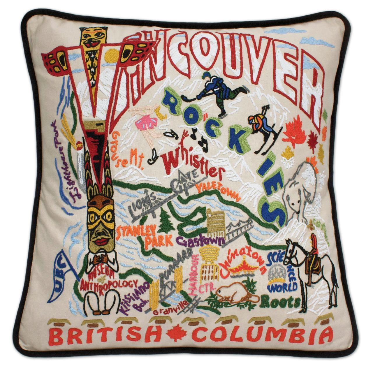 Vancouver, B.C. Hand - Embroidered Pillow by Quirks! at Shirley Shoppe
