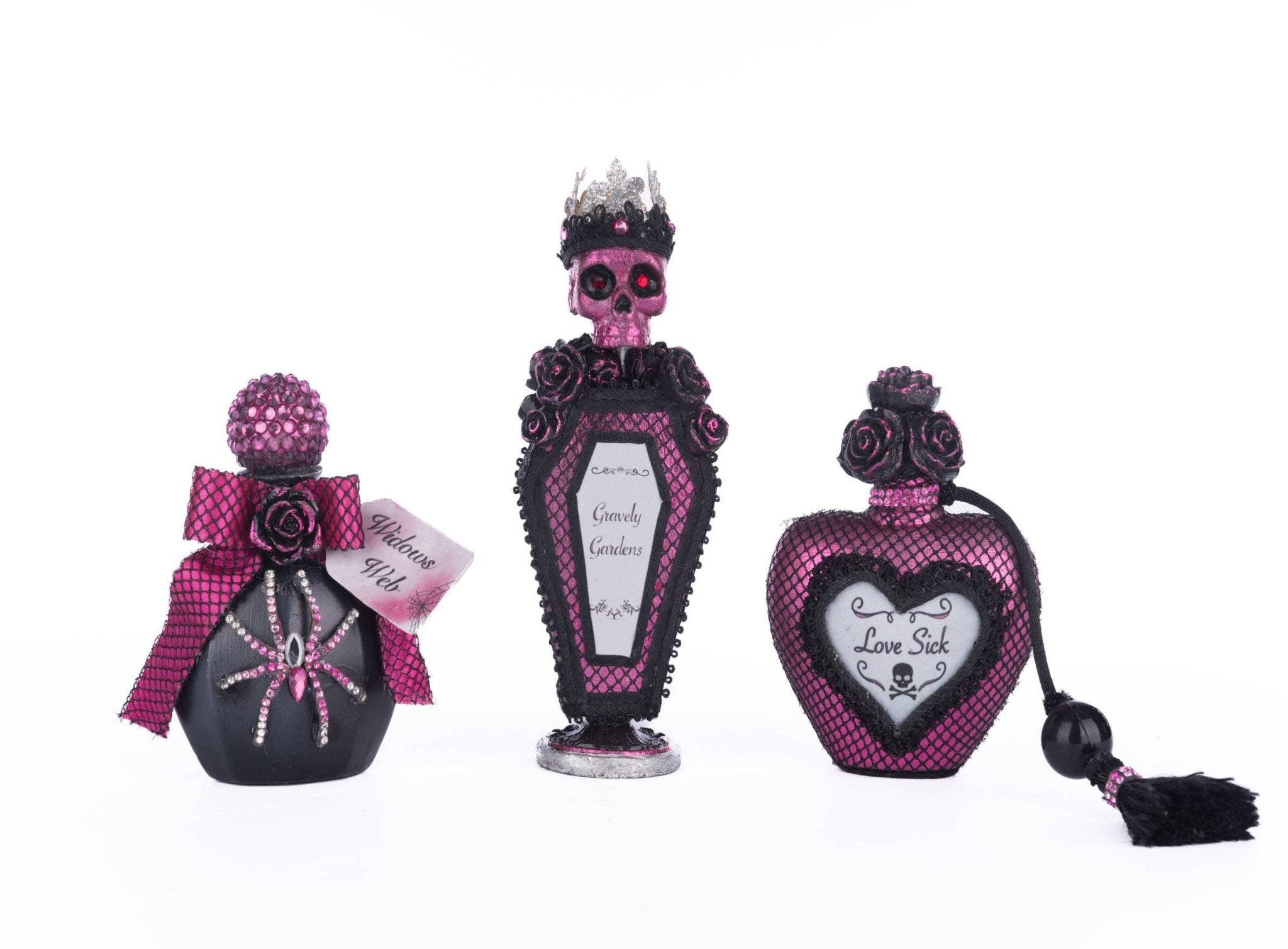 Vanity Potion Bottles Assortment of 3 by Katherine's Collection by Quirks! at Shirley Shoppe