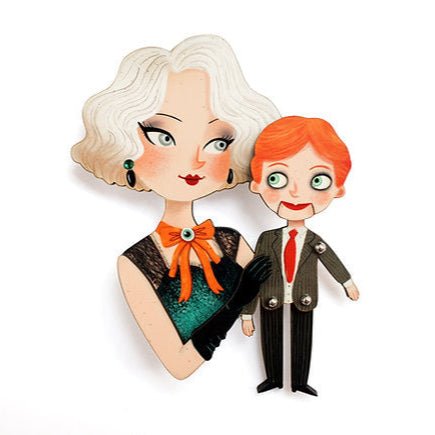 Ventriloquist and Her Puppet Brooch by Laliblue – Retro Kitschy Statement Brooch for Collectors by Quirks! at Shirley Shoppe