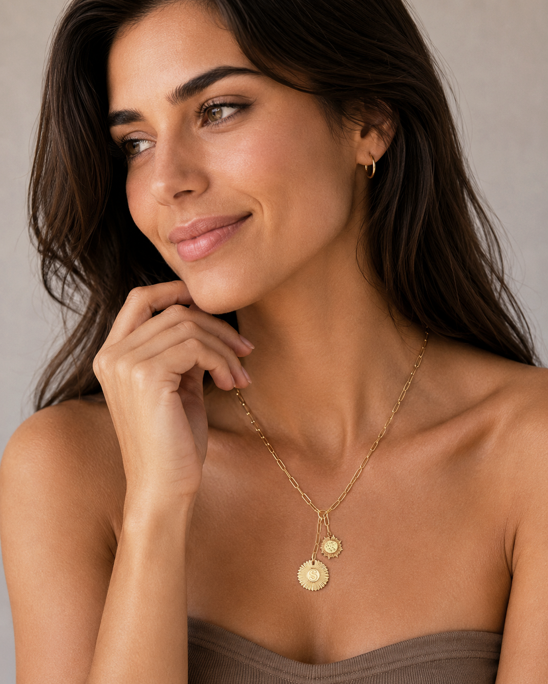 Vesta Initial and Constellations Medallion Necklace