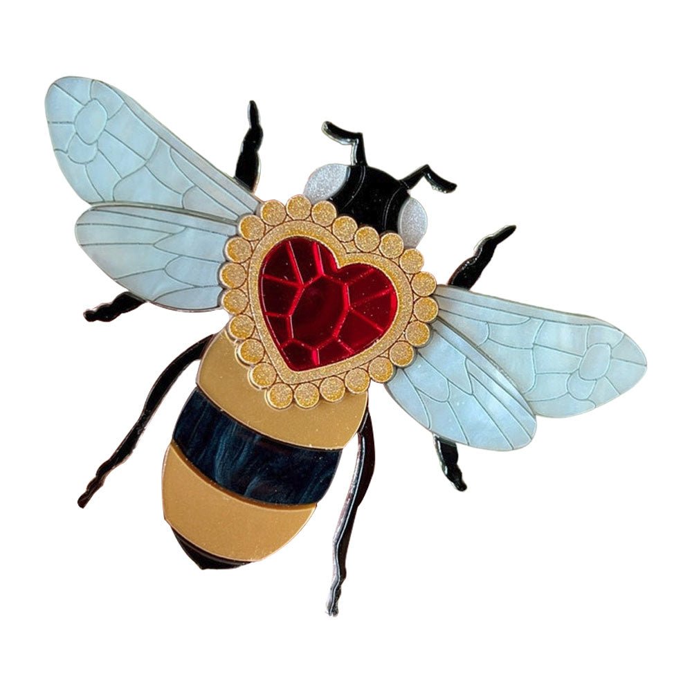 Victorian Age Inspired Insect Jewels Statement Acrylic Brooch - Bee with Diamond Heart by Makokot Design by Quirks! at Shirley Shoppe
