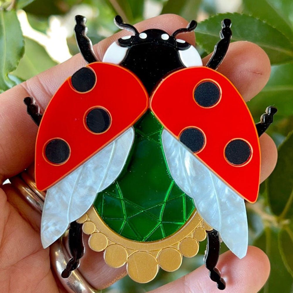 Victorian Age Inspired Insect Jewels Statement Acrylic Brooch - Ladybug by Makokot Design by Quirks! at Shirley Shoppe
