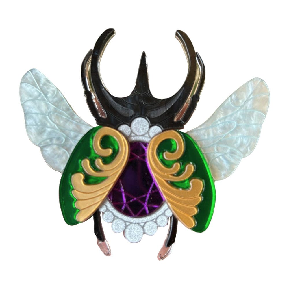 Victorian Age Inspired Insect Jewels Statement Acrylic Brooch - Scarab by Makokot Design by Quirks! at Shirley Shoppe