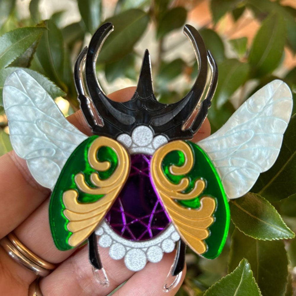 Victorian Age Inspired Insect Jewels Statement Acrylic Brooch - Scarab by Makokot Design by Quirks! at Shirley Shoppe